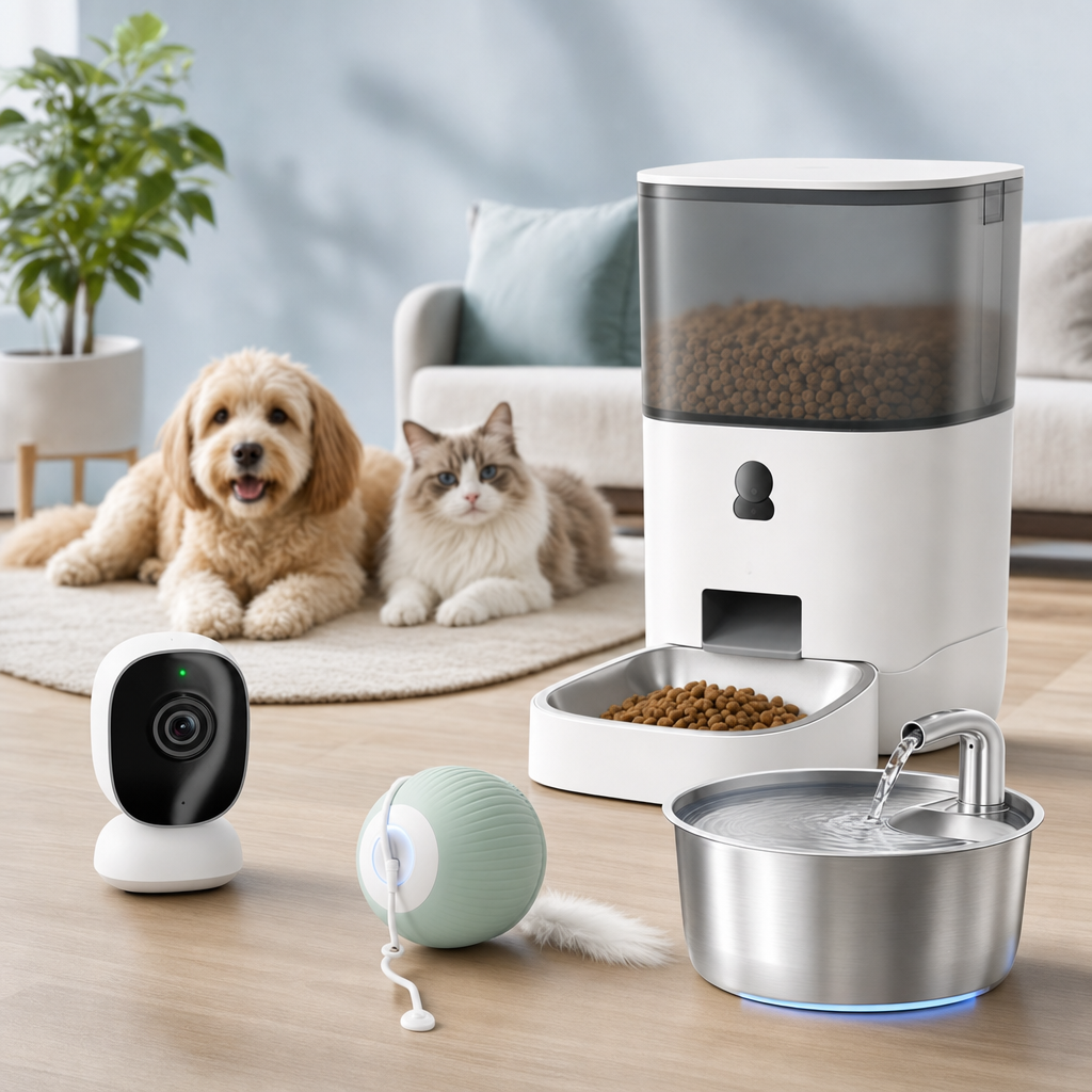Smart automatic pet feeder, water fountain and pet camera